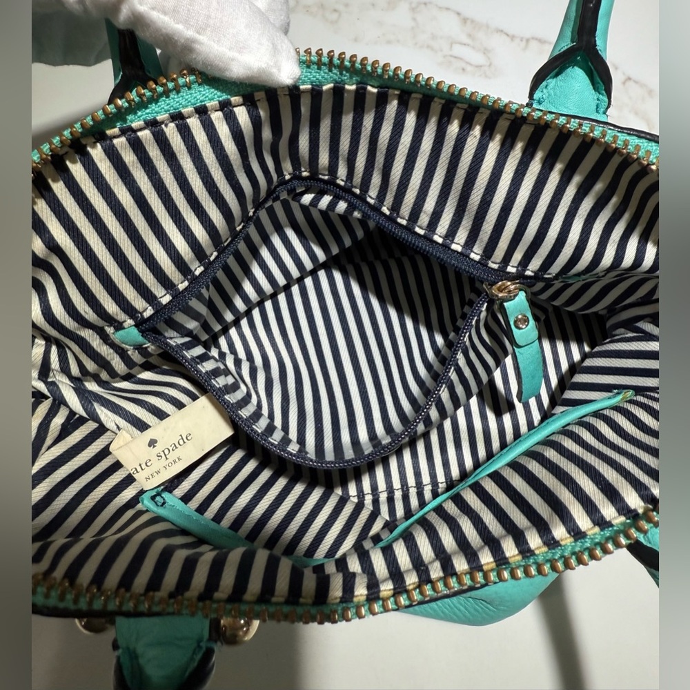 KATE SPADE Leather Crossbody or Handbag, Zipper top, Turquoise Green - Picture 14 of 16